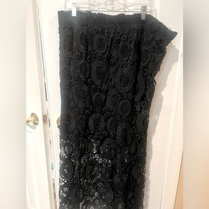 Black crochet long skirt
